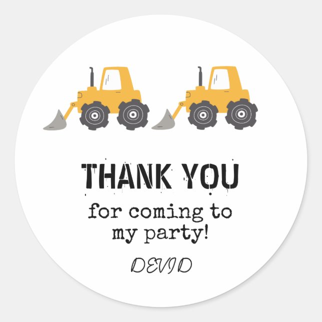 Adesivo Redondo Vinheta redonda de aniversário do caminhão de cons (Frente)