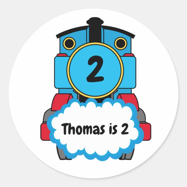 Adesivo Redondo Vinheta redonda de aniversário feliz do comboio (Frente)