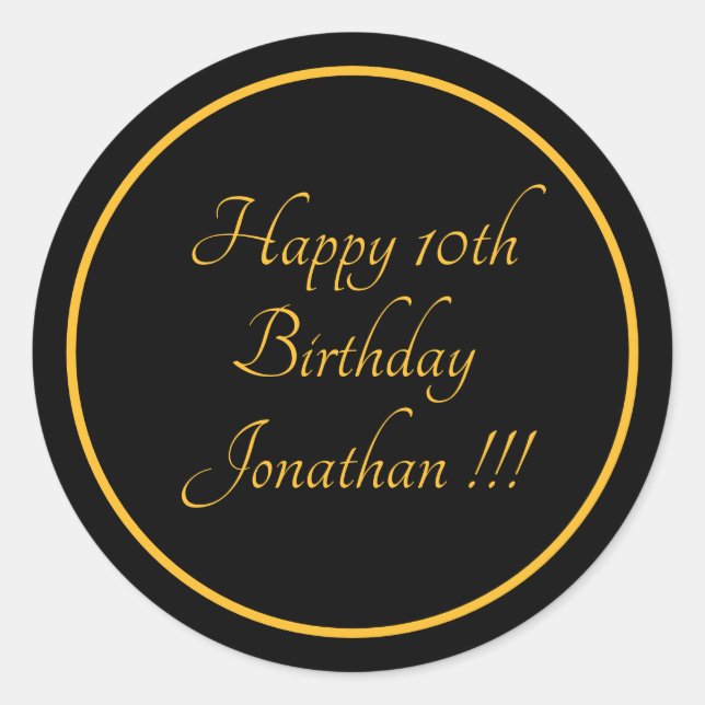 Adesivo Redondo Vinheta redonda de aniversário feliz do Elegante D (Frente)