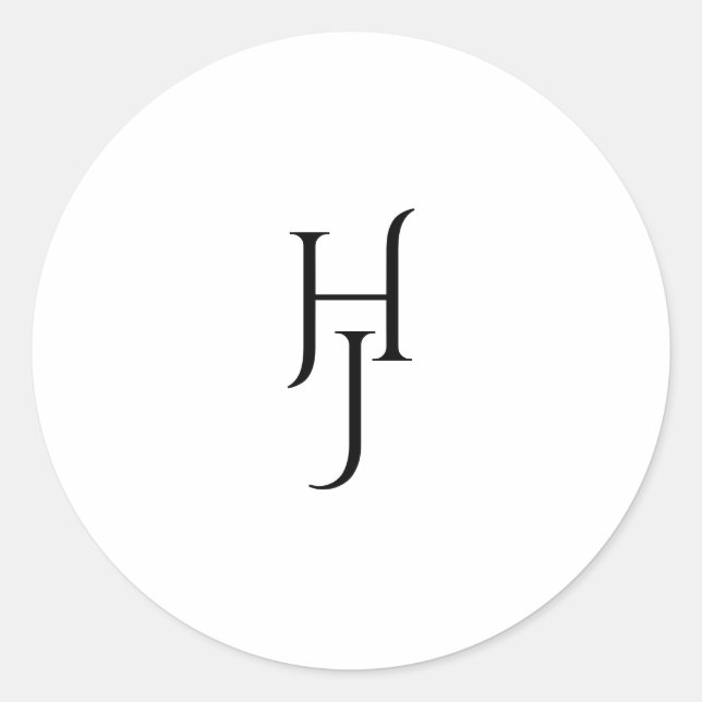 Adesivo Redondo Vinheta redonda de casamento branco-preto minimali (Frente)