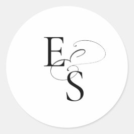 Adesivo Redondo Vinheta redonda de casamento do Monograma Moderno