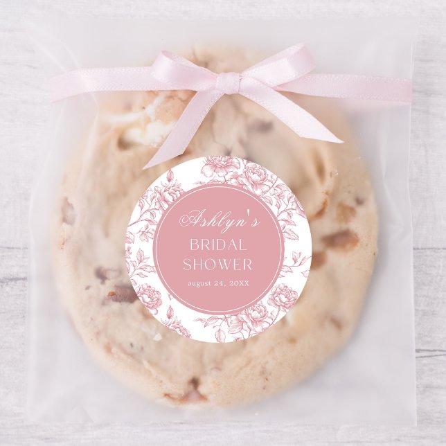 Adesivo Redondo Vinheta redonda de Chá de panela branco rosa (Criador carregado)