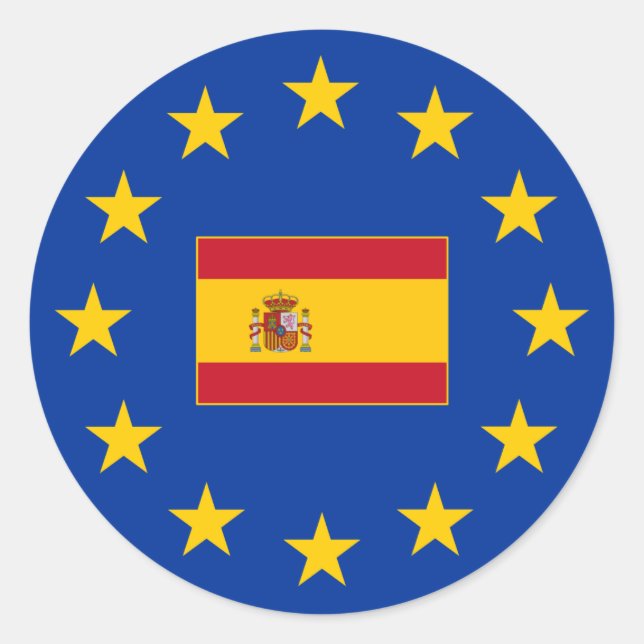 Adesivo Redondo Vinheta redonda de Espanha da União Europeia (Frente)
