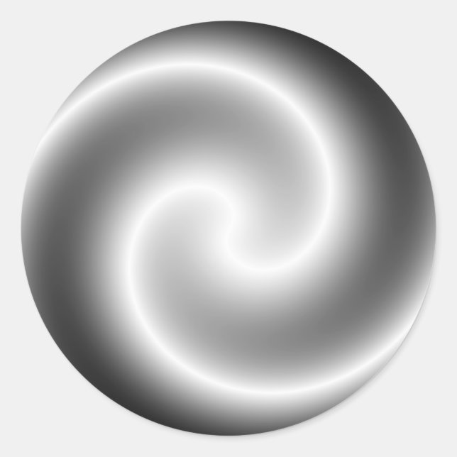 Adesivo Redondo Vinheta redonda de espiral metálica prateada (Frente)