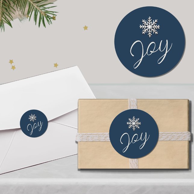 Adesivo Redondo Vinheta Redonda de Feriados de Neve Joyful (Criador carregado)