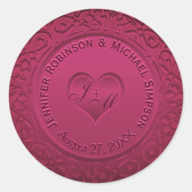 Adesivo Redondo Vinheta redonda de folha vermelha escura (Frente)