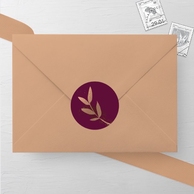 Adesivo Redondo Vinheta redonda de folhas e folhas de folhas de fo (Criador carregado)