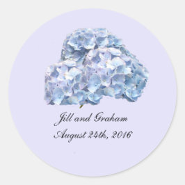 Adesivo Redondo Vinheta redonda de Hydrangeas Azul Suave