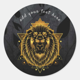 Adesivo Redondo Vinheta redonda de leões cósmicos