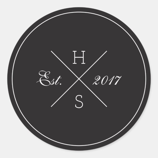 Adesivo Redondo Vinheta redonda de monograma (Frente)