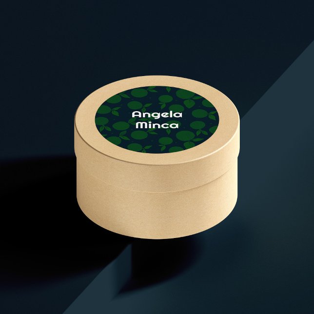 Adesivo Redondo Vinheta redonda de nome verde e azul-escuro dos ci (Criador carregado)