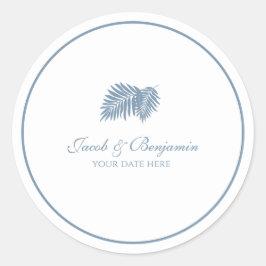 Adesivo Redondo Vinheta redonda de palma azul