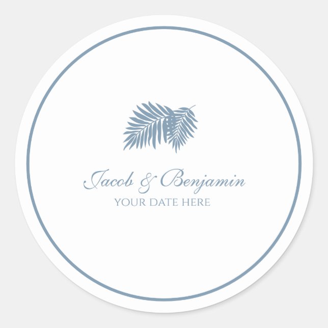 Adesivo Redondo Vinheta redonda de palma azul (Frente)