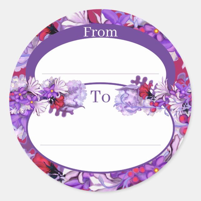 Adesivo Redondo Vinheta redonda de pelagem de sol roxo (Frente)