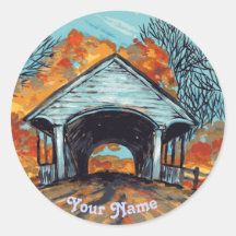 Vinheta redonda de ponte coberta pela parede