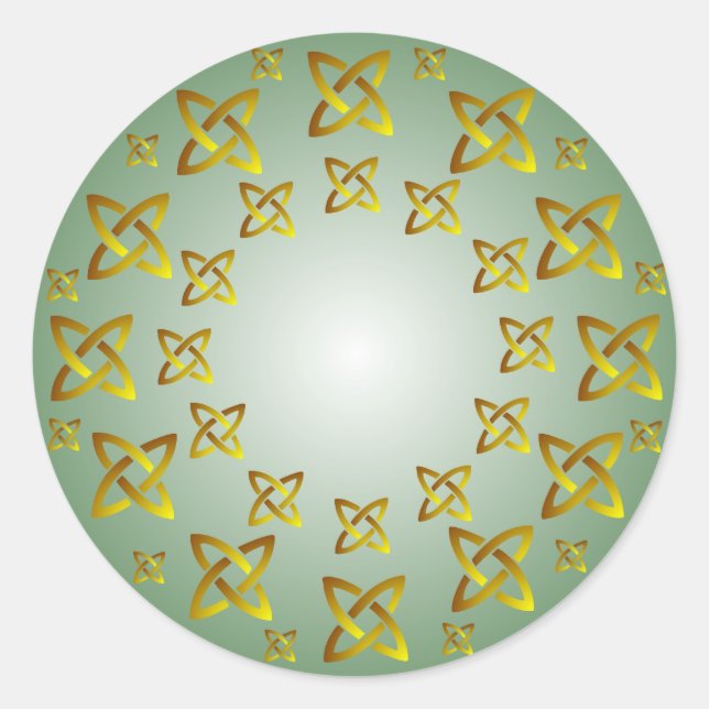 Adesivo Redondo Vinheta redonda de pontos cilíndricos Dourados e v (Frente)