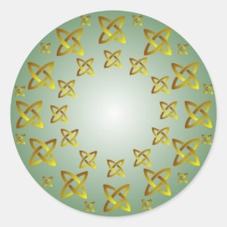 Adesivo Redondo Vinheta redonda de pontos cilíndricos Dourados e v