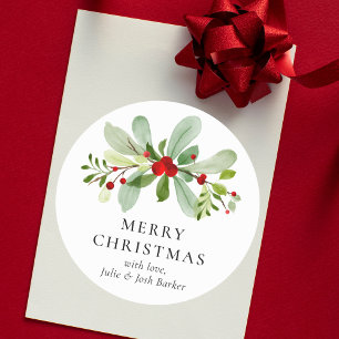 Adesivo Redondo Vinheta redonda de tipografia de Natal clássico el