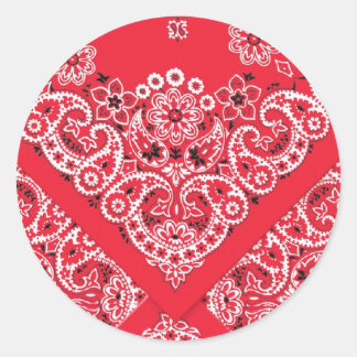 Adesivo Redondo Vinheta redonda Design de Bandana vermelha