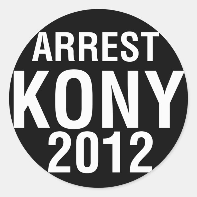Adesivo Redondo Vinheta redonda do Arrest KONY 2012 (Frente)
