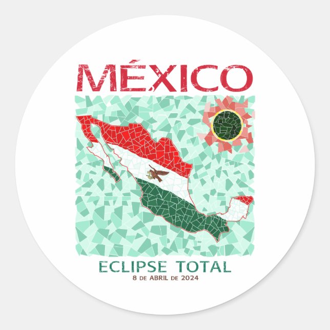 Adesivo Redondo Vinheta redonda Eclipse Total do México (Frente)