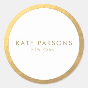 Adesivo Redondo Vinheta redonda Elegante de Borda Dourada Clássica
