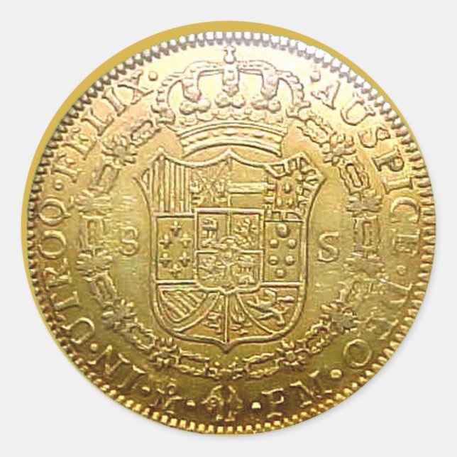 Adesivo Redondo Vinheta-redonda espanhola Dourada Doubloon II (Frente)