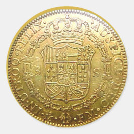 Adesivo Redondo Vinheta-redonda espanhola Dourada Doubloon II