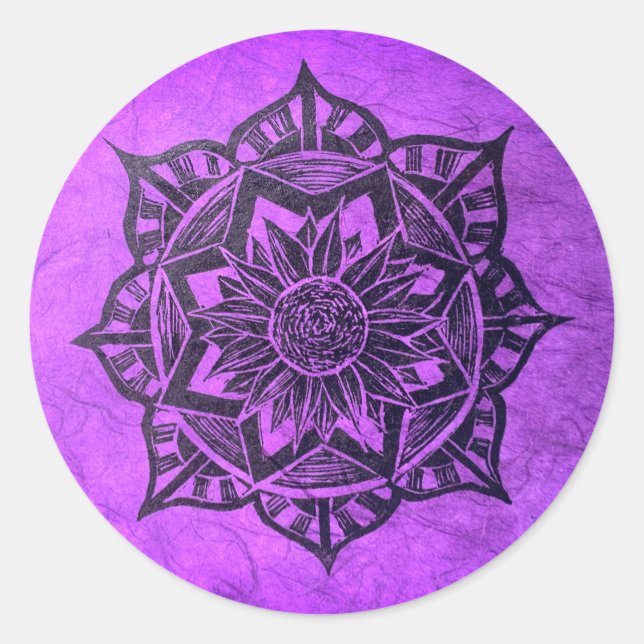 Adesivo Redondo Vinheta redonda espiritual Purple Mandala (Frente)