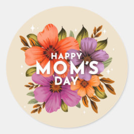 Adesivo Redondo Vinheta redonda feliz no dia da Mãe