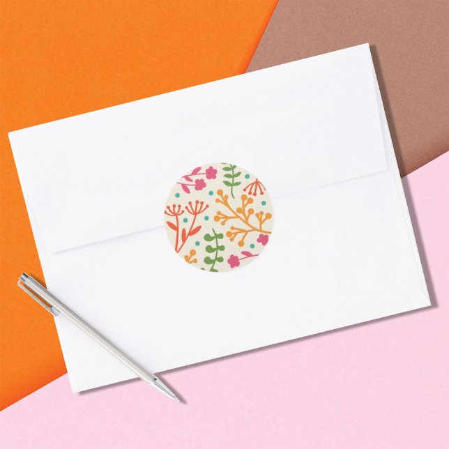 Adesivo Redondo Vinheta redonda Floral Clássica (Criador carregado)