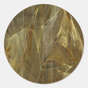 Adesivo Redondo Vinheta redonda Fractal Abstrato Dourada