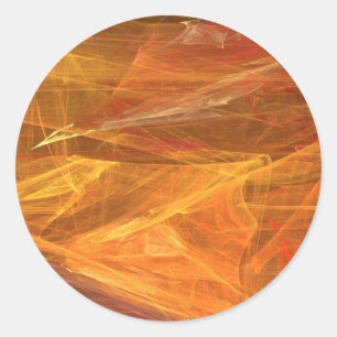 Adesivo Redondo Vinheta redonda Fractal de Abstrato laranja