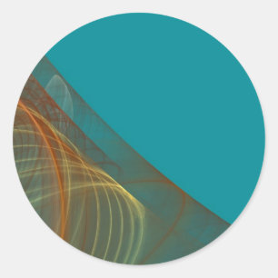 Adesivo Redondo Vinheta Redonda Fractal Teal