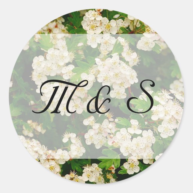 Adesivo Redondo Vinheta redonda Hawthron Blossom (Frente)