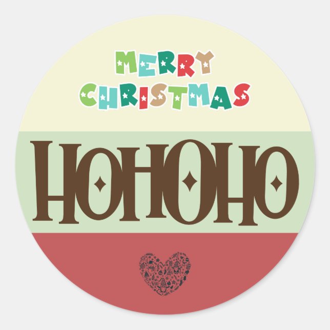 Adesivo Redondo Vinheta redonda Ho Ho de Natal Moderno (Frente)