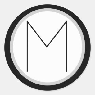 Adesivo Redondo Vinheta redonda M-redonda, branco/preto, dramática