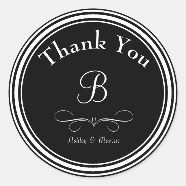 Adesivo Redondo Vinheta redonda monograma personalizada (Frente)