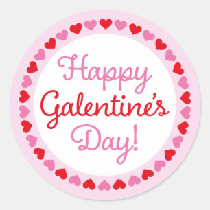 Adesivo Redondo Vinheta redonda para o dia da Galentine Happy Bord