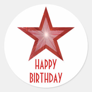 Adesivo Redondo Vinheta redonda "Parabéns" da Estrela Vermelha br