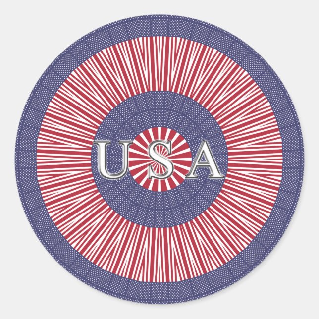 Adesivo Redondo Vinheta redonda Patriótica americana, brilhante (Frente)
