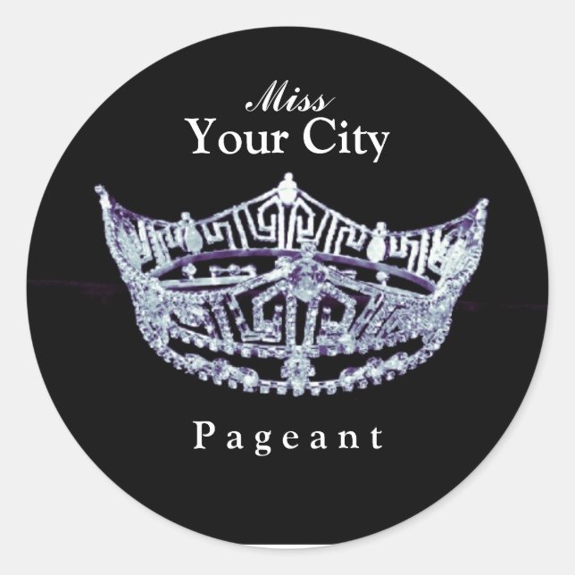 Adesivo Redondo Vinheta redonda personalizada estilo Miss América (Frente)