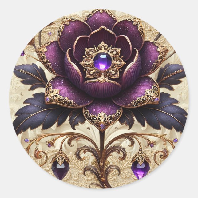 Adesivo Redondo Vinheta redonda plana, com bisel, roxa (Frente)