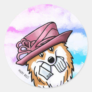 Adesivo Redondo Vinheta redonda Real Corgi clássica