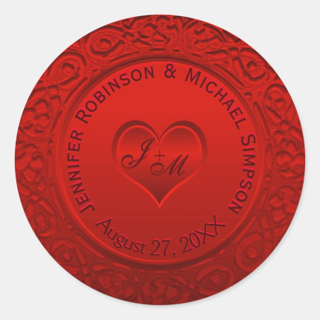 Adesivo Redondo Vinheta redonda Red Faux Foil (Frente)