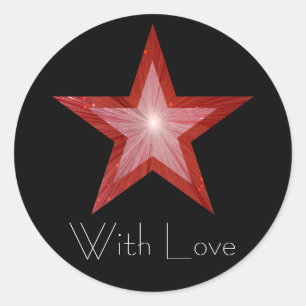 Adesivo Redondo Vinheta redonda Red Star 'With Love' preto