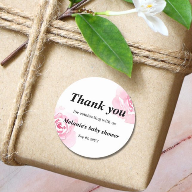 Adesivo Redondo Vinheta redonda Rosa de aquarelas rosa (Criador carregado)