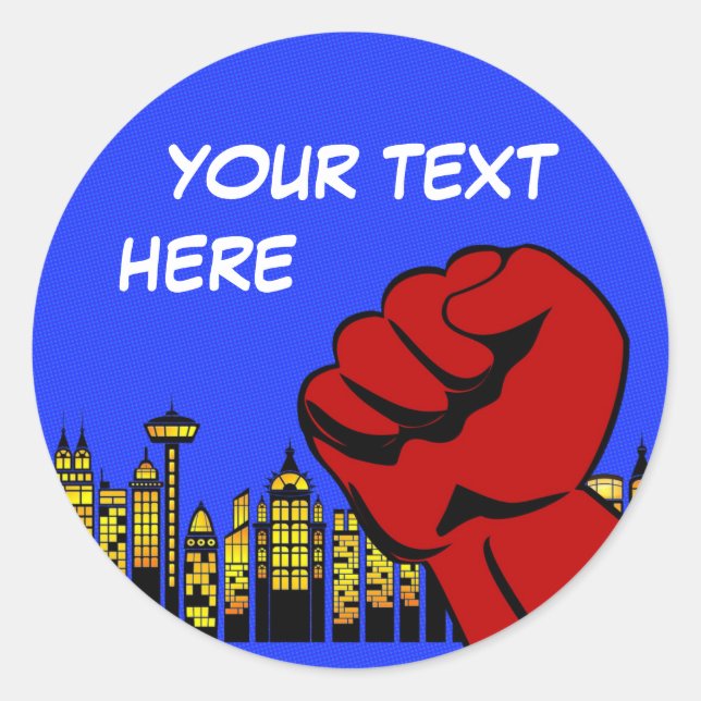 Adesivo Redondo Vinheta redonda Super Hero - festa de aniversário (Frente)