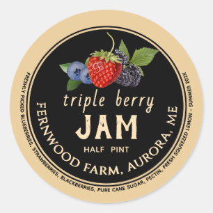 Adesivo Redondo Vinheta redonda tripla Berry Jam Classic