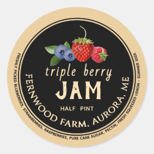 Adesivo Redondo Vinheta redonda tripla Berry Jam Classic